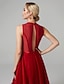 cheap Prom Dresses-A-Line Sparkle &amp; Shine Dress Cocktail Party Asymmetrical Sleeveless Jewel Neck Satin with Bow(s) Sequin 2022 / Prom / High Low / Keyhole