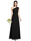 cheap Bridesmaid Dresses-Sheath / Column One Shoulder Floor Length Chiffon Bridesmaid Dress with Pleats / Side Draping