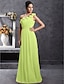 cheap Bridesmaid Dresses-Sheath / Column Bridesmaid Dress One Shoulder Sleeveless Floral Floor Length Chiffon with Pleats / Draping / Flower 2022