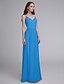 cheap Bridesmaid Dresses-Sheath / Column Spaghetti Strap Floor Length Chiffon Bridesmaid Dress with Lace by LAN TING BRIDE®
