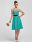 cheap Bridesmaid Dresses-Sheath / Column Strapless Knee Length Satin Bridesmaid Dress with Draping / Sash / Ribbon