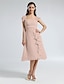 cheap Bridesmaid Dresses-A-Line Straps Knee Length Chiffon Bridesmaid Dress with Draping / Ruffles by LAN TING BRIDE®