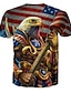 cheap Men&#039;s 3D T-shirts-Men&#039;s Tee T shirt Tee Shirt Designer Summer 3D Print Graphic American Flag Independence Day National Flag Animal Plus Size Short Sleeve Round Neck Party Daily Clothing Clothes Designer Chic &amp; Modern