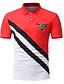 baratos Pólos para Homem-Homens Camisa de golfe Camisa de tênis Estampa Colorida Patchwork Manga Curta Diário Delgado Blusas Algodão Activo Colarinho de Camisa Preto Vermelho / Verão