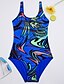 cheap One-piece swimsuits-Women&#039;s Black Navy Blue Royal Blue One-piece Swimwear - Geometric Print XL XXL XXXL Black
