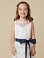 cheap Flower Girl Dresses-A-Line Knee Length Flower Girl Dress First Communion Cute Prom Dress Chiffon with Lace Fit 3-16 Years