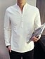 preiswerte Freizeithemden für Herren-Herren Hemd Einfarbig V Ausschnitt Weiß Blau Leicht Blau Langarm Täglich Oberteile Chinoiserie