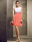 cheap Bridesmaid Dresses-A-Line Bateau Neck Short / Mini Chiffon Bridesmaid Dress with Pleats by LAN TING BRIDE®