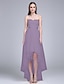cheap Bridesmaid Dresses-A-Line Sweetheart Neckline Asymmetrical Tulle Bridesmaid Dress with Sash / Ribbon / Criss Cross / Ruched by LAN TING BRIDE®