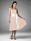זול חנות החתונות-נשף / גזרת A שמלה לשושבינה  סטרפלס ללא שרוולים בלוק צבע באורך  הברך סאטן עם סרט 2022