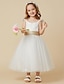 זול שמלות לילדות פרחים-גזרת A באורך  הברך שמלה לנערת הפרחים  שמלת נשף חמודה תחרה עם סרט מתאים 3-16 שנים