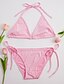 voordelige Bikini&#039;s &amp; Badmode-Dames Kleurenblok Bloemen Sport Halter Wit Zwart Paars Bikini Zwemkleding Zwempak - Effen S M L Wit