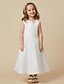 billige Blomsterpikekjoler-Princess Knee Length Flower Girl Dress First Communion Cute Prom Dress Cotton with Pleats Fit 3-16 Years