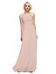 cheap Bridesmaid Dresses-Ball Gown Notched Floor Length Chiffon Bridesmaid Dress with Beading / Flower by LAN TING BRIDE®