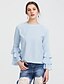 cheap Plus Size Tops-Women&#039;s T shirt Solid Colored Round Neck Daily Sports Long Sleeve Loose Tops Active Streetwear Blue / Petal Sleeves / Sexy