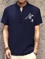 baratos Camisas para Homem-Men&#039;s Letter Print Shirt - Linen Chinoiserie Daily Holiday Standing Collar White / Light gray / Navy Blue / Spring / Summer / Short Sleeve