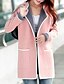 cheap Women&#039;s Coats &amp; Trench Coats-Women&#039;s Coat Street Causal Daily Winter Spring Regular Coat V Neck Regular Fit Stylish Jacket Long Sleeve Solid Color Vintage Style Fuchsia Pink Gray / Going out