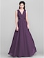 cheap Bridesmaid Dresses-A-Line Bridesmaid Dress V Neck Sleeveless Open Back Floor Length Chiffon with Sash / Ribbon / Bow(s) / Side Draping