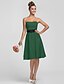 cheap Bridesmaid Dresses-Sheath / Column Strapless Knee Length Satin Bridesmaid Dress with Draping / Sash / Ribbon