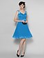 cheap Bridesmaid Dresses-A-Line V Neck Knee Length Chiffon / Sheer Lace Bridesmaid Dress with Lace by LAN TING BRIDE®