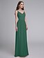 cheap Bridesmaid Dresses-Sheath / Column Spaghetti Strap Floor Length Chiffon Bridesmaid Dress with Lace by LAN TING BRIDE®