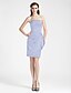 Χαμηλού Κόστους Φορέματα Παρανύμφων-Ίσια Γραμμή Φόρεμα Παρανύμφων Στράπλες Αμάνικο Σέξι Μέχρι το γόνατο Σατέν με Πλαϊνό ντραπέ 2022