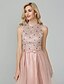 cheap Prom Dresses-A-Line Elegant &amp; Luxurious Dress Cocktail Party Asymmetrical Sleeveless Jewel Neck Satin with Beading Cascading Ruffles 2022 / Prom / Sparkle &amp; Shine / High Low / Keyhole