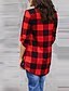 cheap Plus Size Tops-Women&#039;s Shirt Green Blue Red Plaid Color Block Long Sleeve Daily Holiday Streetwear Shirt Collar Long Cotton Loose Fit S / Sexy