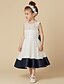 preiswerte Kleider für die Blumenmädchen-A-Linie Tee-Länge Blumenmädchenkleid Süßes Ballkleid Satin mit Schleife(n) Fit 3-16 Jahre