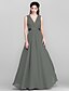 cheap Bridesmaid Dresses-A-Line Bridesmaid Dress V Neck Sleeveless Open Back Floor Length Chiffon with Sash / Ribbon / Bow(s) / Side Draping