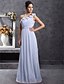 cheap Bridesmaid Dresses-Sheath / Column Bridesmaid Dress One Shoulder Sleeveless Floral Floor Length Chiffon with Pleats / Draping / Flower 2022