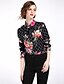 cheap Plus Size Tops-Women&#039;s Shirt Floral Shirt Collar Black Daily Clothing Apparel Streetwear / Winter / Long Sleeve