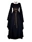 preiswerte Karnevalskostüme-Cosplay Austattungen Mittelalterlich Kostüm Damen Kleid Ballkleid Schwarz Vintage Cosplay Langarm Aufflackern-Hülsen- Knöchel-Länge Normallänge