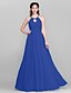 cheap Bridesmaid Dresses-A-Line Bridesmaid Dress Jewel Neck Sleeveless Elegant Floor Length Chiffon with Sash / Ribbon / Ruched / Draping