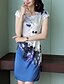 cheap Print Dresses-Women&#039;s Plus Size Daily Slim Shift Dress - Floral Print Summer Blue Red M L XL XXL
