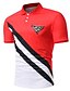 baratos Pólos para Homem-Homens Camisa de golfe Camisa de tênis Estampa Colorida Patchwork Manga Curta Diário Delgado Blusas Algodão Activo Colarinho de Camisa Preto Vermelho / Verão