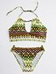 abordables Maillots de Bain Femme &amp; Bikinis-Femme Bohème Fleur / Découpes / Bohème Licou Arc-en-ciel Bikinis Maillots de Bain - Arc-en-ciel M L XL / Sans Armature / Soutien-gorge Rembourré / Sexy