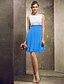 cheap Bridesmaid Dresses-A-Line Bateau Neck Short / Mini Chiffon Bridesmaid Dress with Pleats by LAN TING BRIDE®