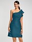 cheap Bridesmaid Dresses-Sheath / Column One Shoulder Knee Length Taffeta Bridesmaid Dress with Side Draping / Ruffles by LAN TING BRIDE®