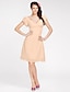 זול שמלות שושבינה-Ball Gown / A-Line V Neck Knee Length Chiffon Bridesmaid Dress with Criss Cross