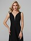 cheap Evening Dresses-A-Line Elegant Holiday Homecoming Cocktail Party Dress Plunging Neck Sleeveless Sweep / Brush Train Chiffon with Split Front 2020 / Formal Evening