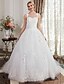 cheap Wedding Dresses-Ball Gown Wedding Dresses Scoop Neck Court Train Satin Lace Over Tulle Regular Straps Country Glamorous Sparkle &amp; Shine Illusion Detail with Lace Beading 2022