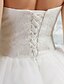 cheap Wedding Dresses-Ball Gown Wedding Dresses Strapless Floor Length Tulle Over Lace Strapless Vintage Inspired with Lace 2022