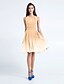 cheap Bridesmaid Dresses-A-Line Bridesmaid Dress Scoop Neck Sleeveless Knee Length Chiffon with Ruched