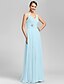 cheap Bridesmaid Dresses-Sheath / Column V Neck / Spaghetti Strap Floor Length Chiffon Bridesmaid Dress with Pleats / Ruched / Beading / Open Back