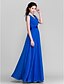 cheap Bridesmaid Dresses-A-Line Bridesmaid Dress V Neck Sleeveless Open Back Floor Length Chiffon with Sash / Ribbon / Bow(s) / Side Draping