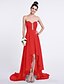 cheap Bridesmaid Dresses-A-Line Bridesmaid Dress Sweetheart Sleeveless Open Back Asymmetrical Chiffon with Ruched / Beading