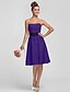 cheap Bridesmaid Dresses-Sheath / Column Strapless Knee Length Satin Bridesmaid Dress with Draping / Sash / Ribbon