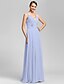 cheap Bridesmaid Dresses-Sheath / Column V Neck / Spaghetti Strap Floor Length Chiffon Bridesmaid Dress with Pleats / Ruched / Beading / Open Back