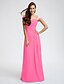 cheap Bridesmaid Dresses-Sheath / Column Straps Floor Length Chiffon Bridesmaid Dress with Sash / Ribbon / Criss Cross / Ruched